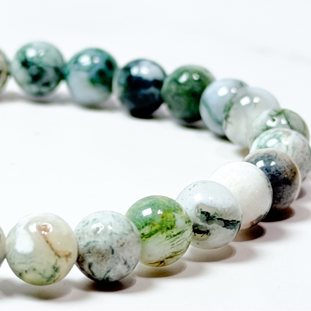 💕2/$30 6mm Moss Agate Beaded Stretch Bracelet – 6.0” Natural Stone NWOT